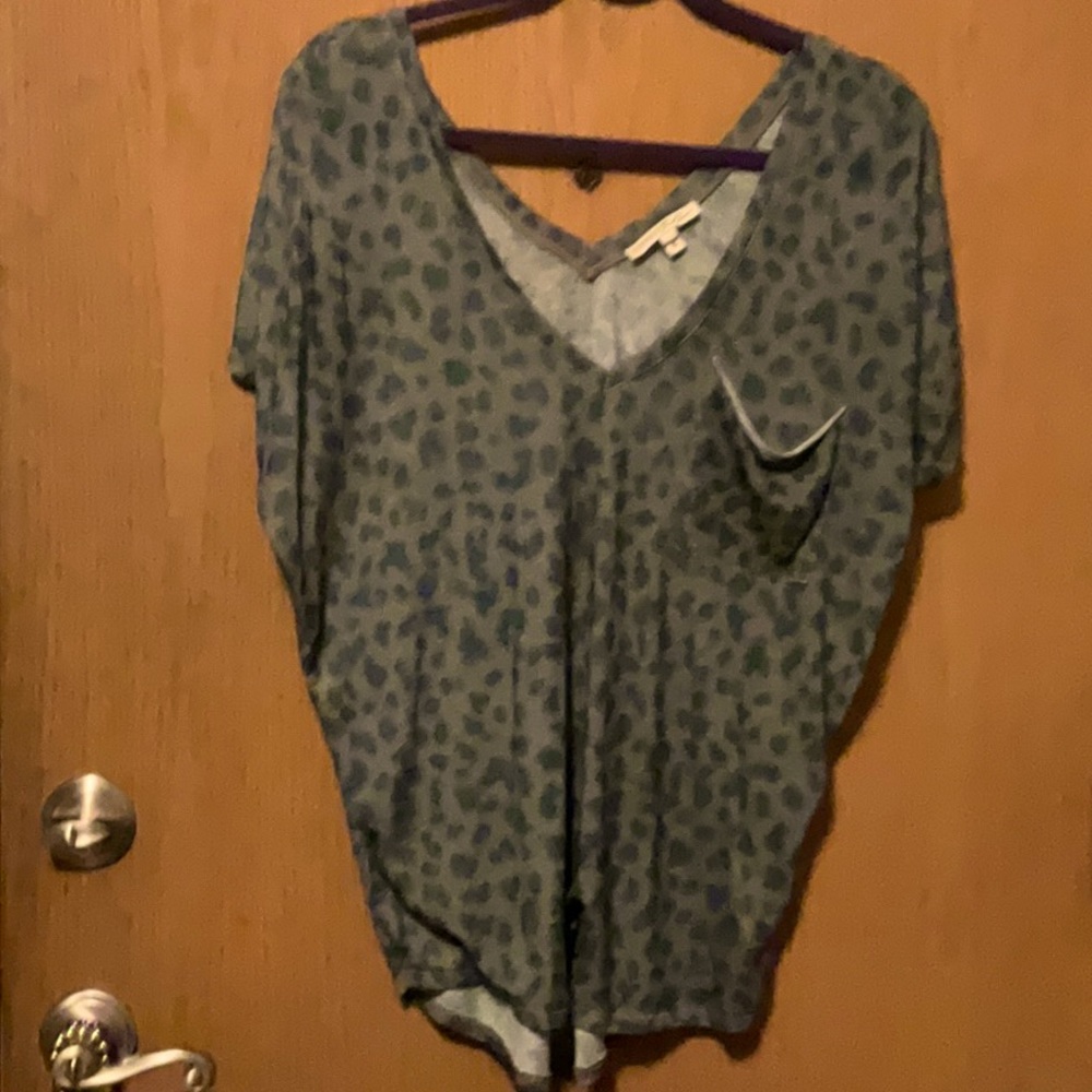 Oversized Olive & Black Leopard Print One Eleven T-Shirt